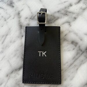 RIMOWA Black Leather Tag with Silver Buckle